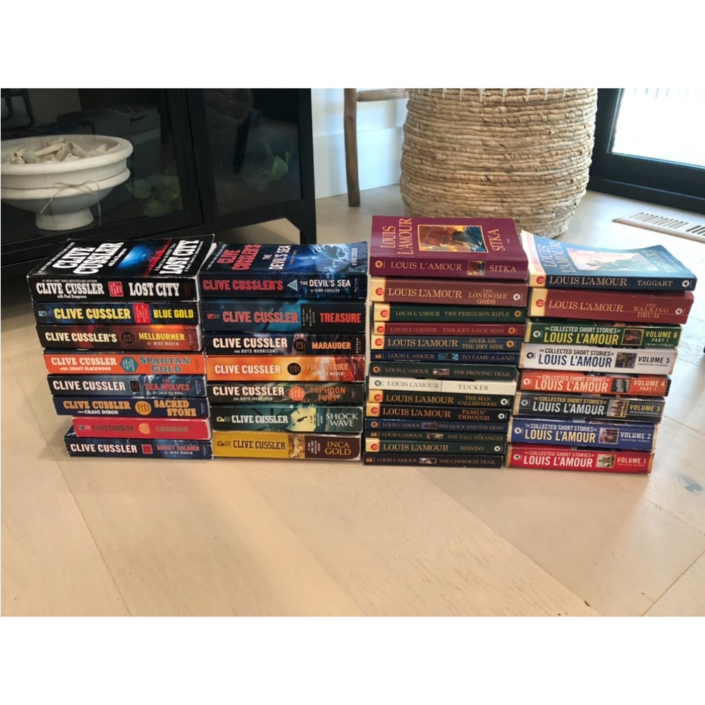 37 Assorted Clive Cussler & Louis L'Amour Paperback Books
